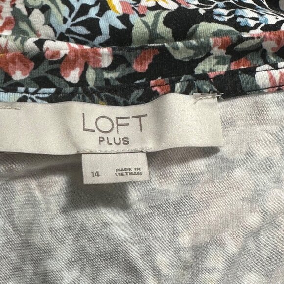 Loft Plus Womens Floral Print Short Smocked Ruffle Sleeve Dress Size 14 Boho - Picture 3 of 7